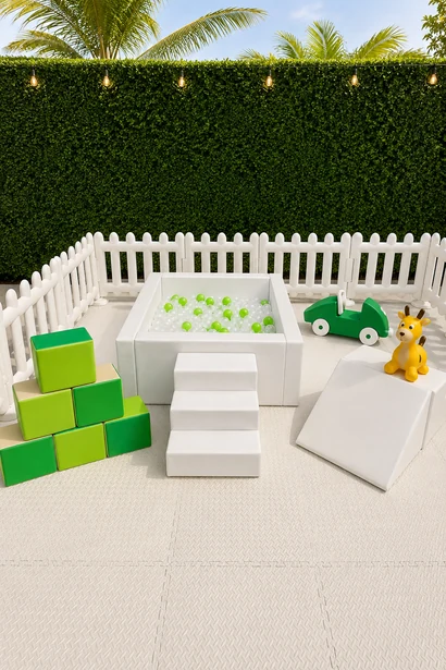 Classic Station soft play rental set up for a kids party in Miami, 12 × 10 ft