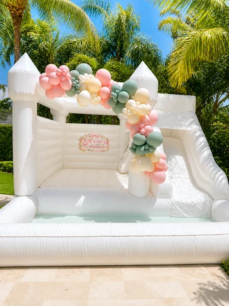 3-in-1 Empire Castle bounce house rental set up for a kids party in Miami, 16 × 16 ft white — 6 of 6