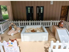 Nude Station soft play rental set up for a kids party in Miami, 16 × 12 ft