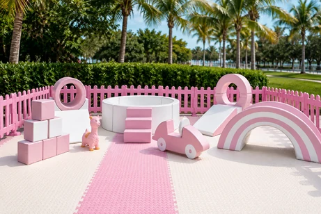 Premium Soft Play Package soft play rental set up for a kids party in Miami, 24 × 15 ft